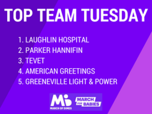 Top Team Tuesday - TEVET Recognized for March for Babies Support